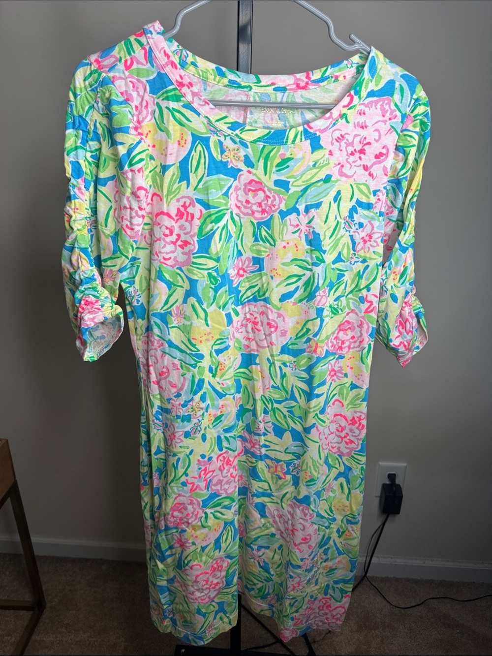 Lilly Pulitzer Pink & Aqua Floral Midi Dress